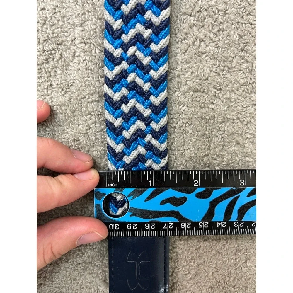 Under Armour Braided Golf Belt Mens Blue Grey Chevron Stretch 1267067 411
